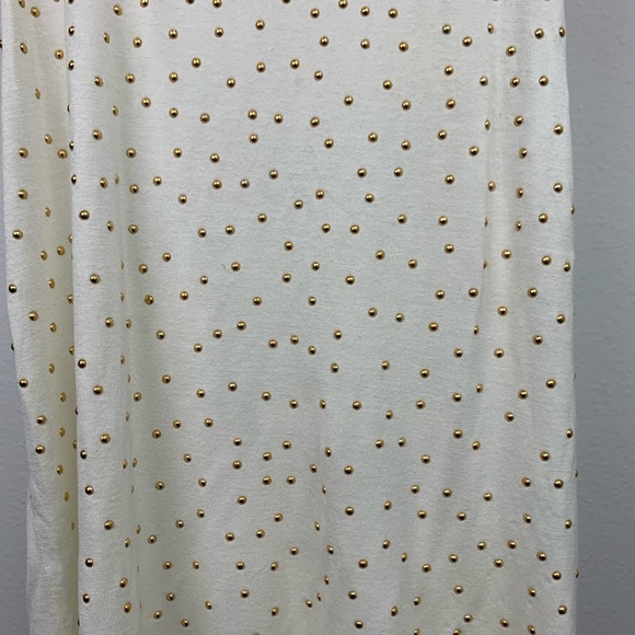 Kirra Beaded Sequin Tank Top Off White Gold Medium - Picture 3 of 8